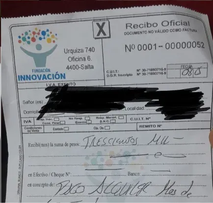El recibo que acredita el cobro. Gentileza: Carta Urbana