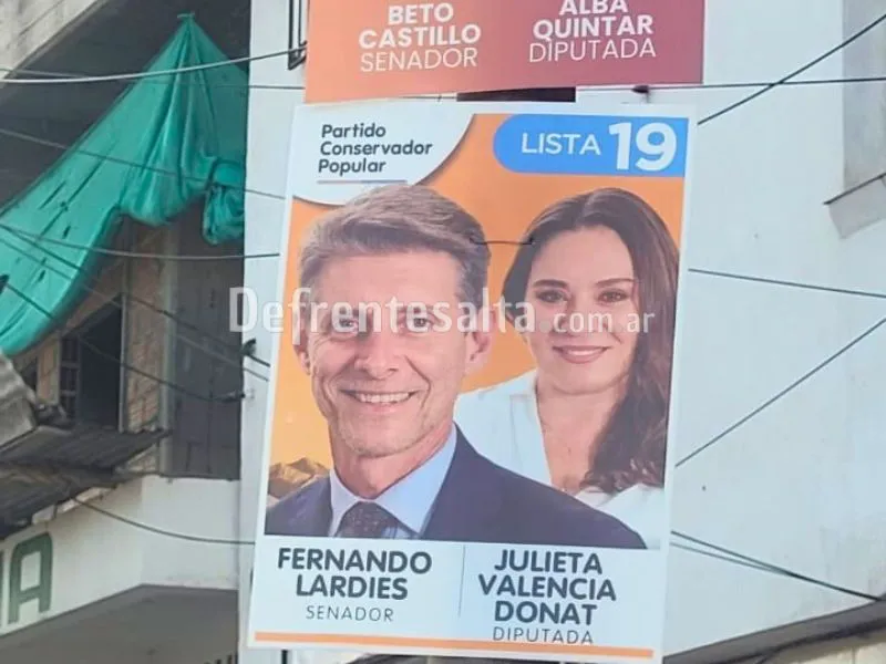 Los carteles del partido de la candidata a concejal.