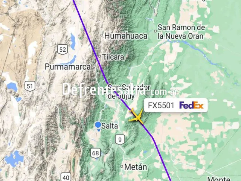 La ruta del avión.