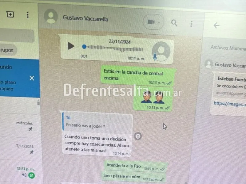 Denuncia contra Gustavo Vaccarella.