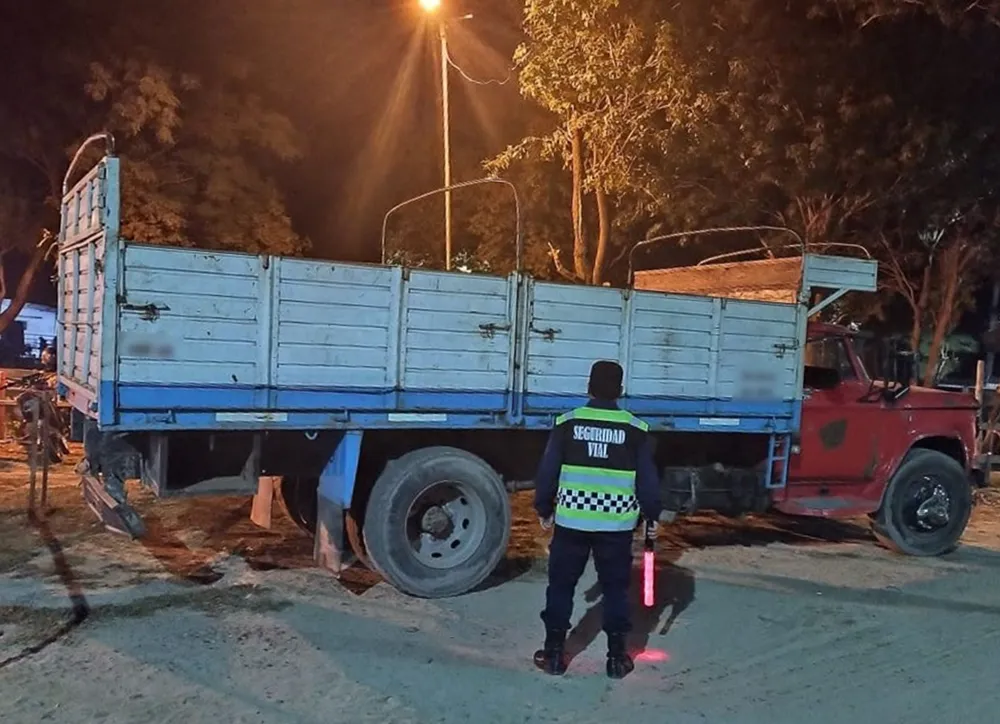 Camion retenido por la Policía Vial