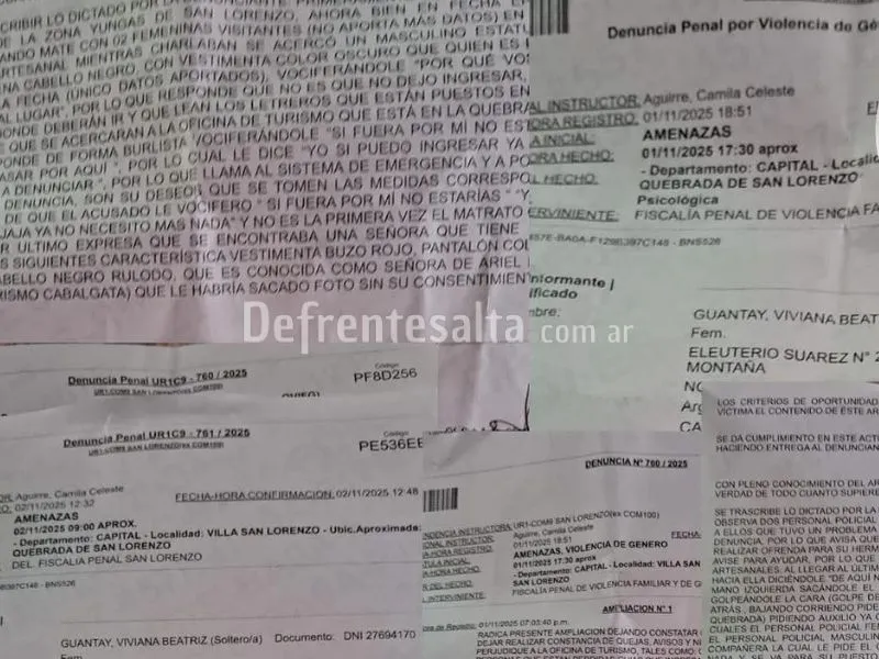 Las denuncias que realizó la víctima.