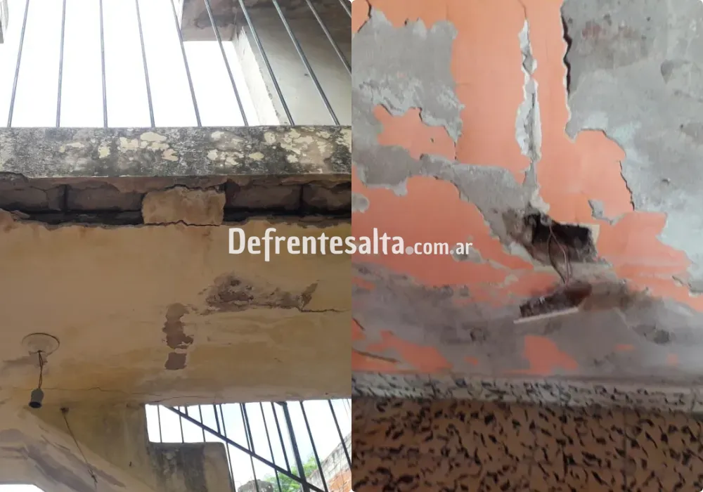 Paredes y techos con grietas en el hogar Habit Yazlle.