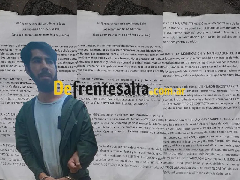 Escritos de javier Saavedra en la prisión.