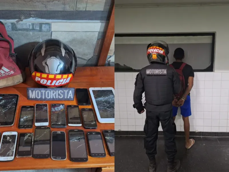 Detenido por robar celulares.