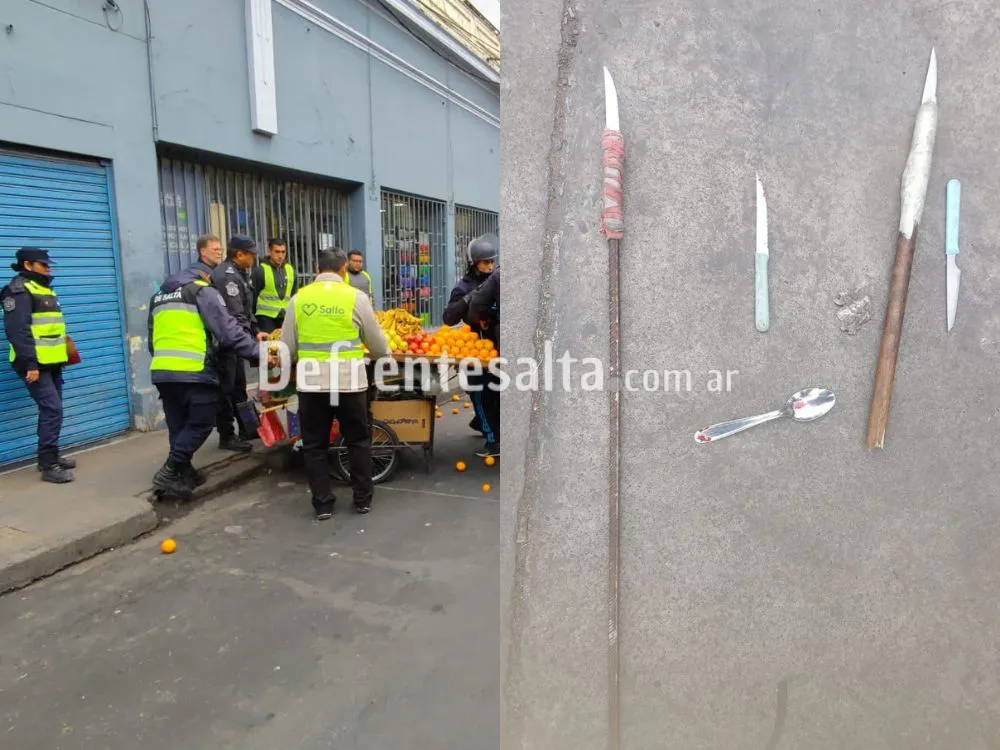 Las facas secuestradas a fruteros.