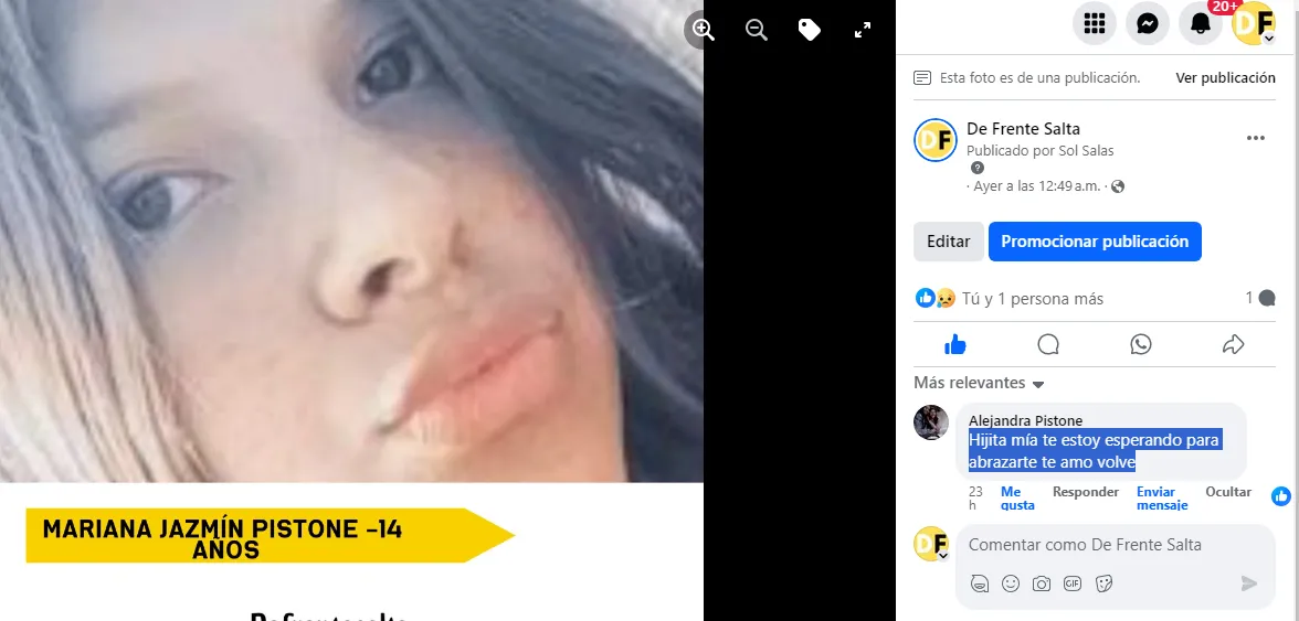 Posteo de Alejandra Pistone