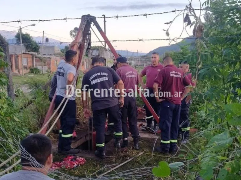 Rescatan a un caballo que cayó a una fosa.