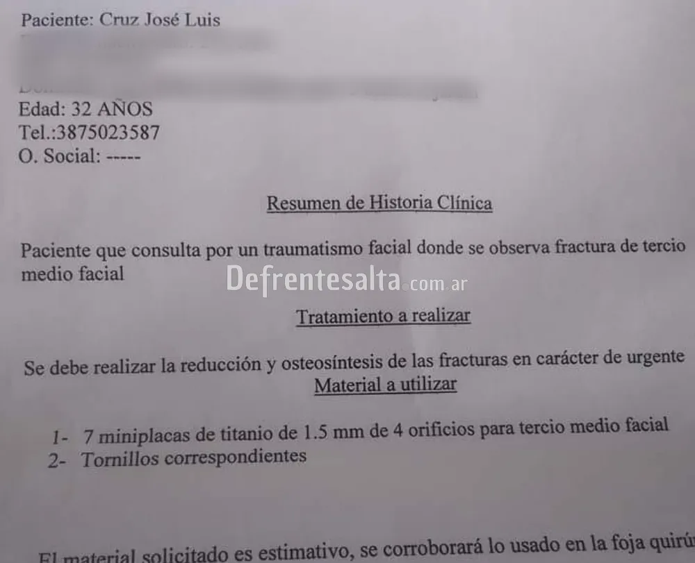 Historia Clínica de José Cruz