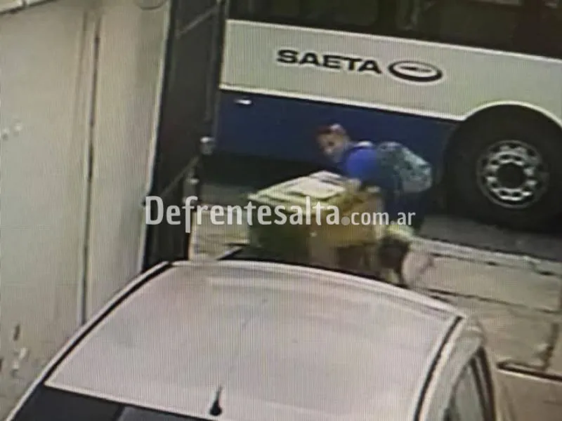 El ladrón se lleva un lavaropas.