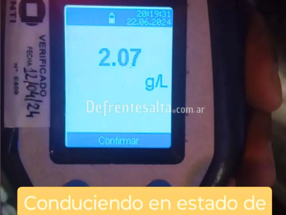 Test de alcoholemia positivo.