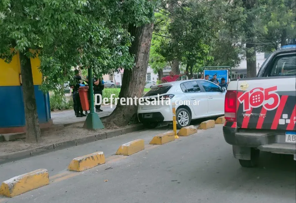 Automóvil en la ciclovía de avenida Belgrano