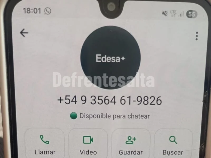 Uno de los números que estafan en nombre de EDESA